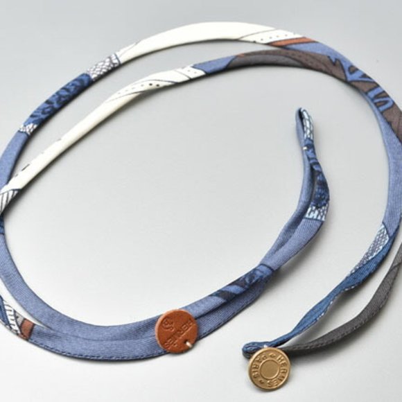 Hermes Choker Bangle Serie HERMES Necklace Bracelet Petit h Silk Blue Multi W... - Picture 7 of 7